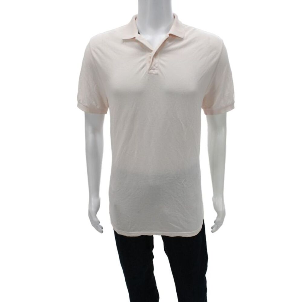 Club Monaco Mens Collared Pink Solid Cotton Blend Polo Short Sleeve Size S